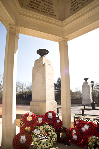 Memorial Gates and poppies